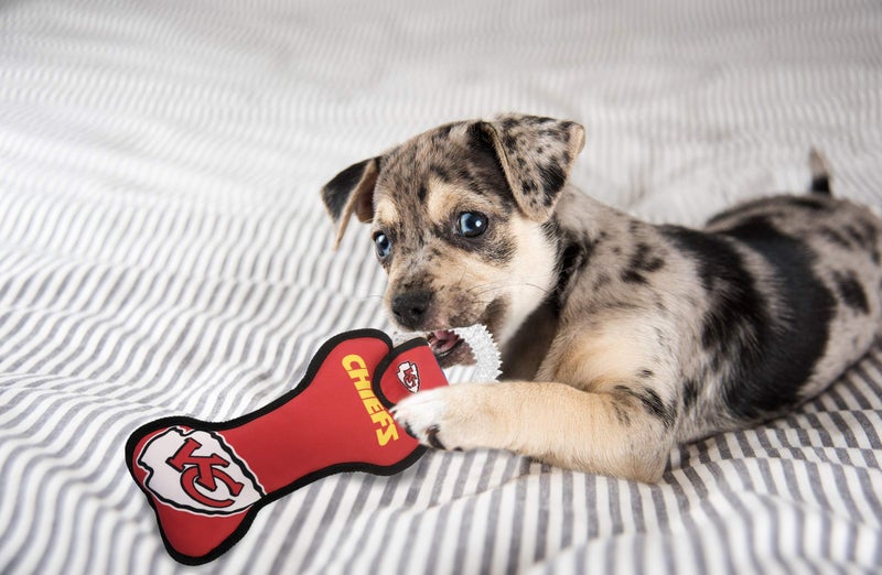 Pets First NFL Kansas City Chiefs Dental Dog TUG Toy with Squeaker. Tough PET Toy for Healthy Fun, Teething & Cleaning Pet's Teeth & Gum., Team Color, one Size (KCC-3310) - Image 3